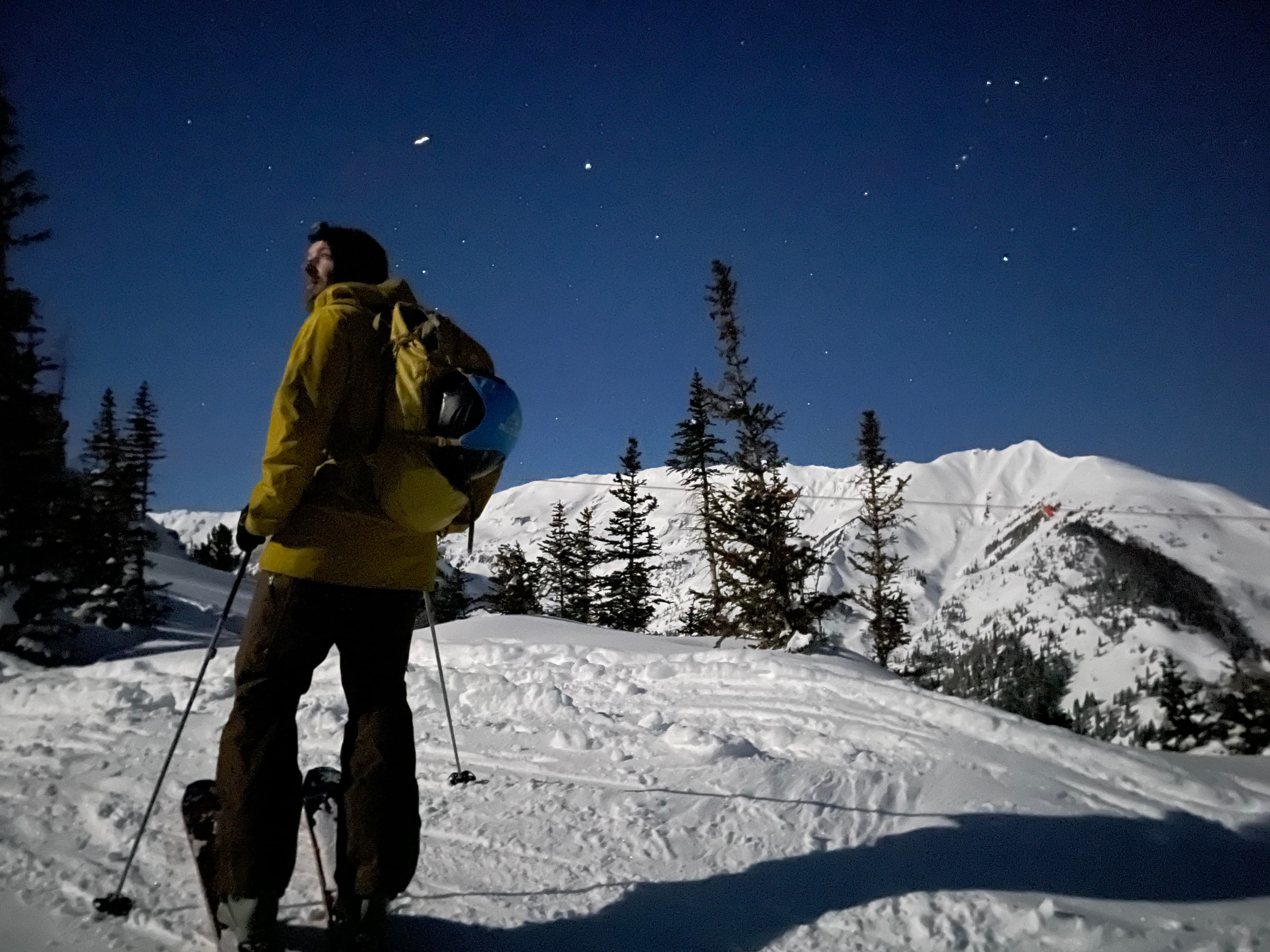 Skinning up Snowmass on a full moon night.